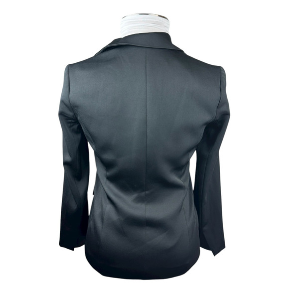 Black Label by Chico's Suit Separate One-Button Blazer Jacket Black Sleek Size 4 - Picture 7 of 9